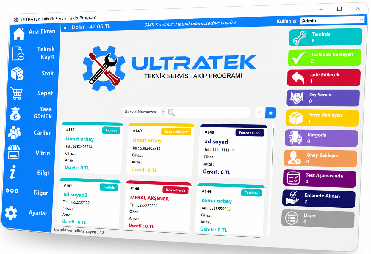 UltraTEK Teknik Servis Programı